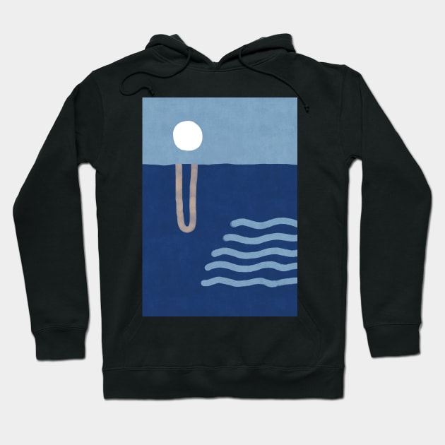 Navy blue sea landscape Hoodie by VectoryBelle